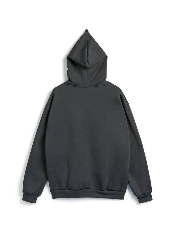 Men's Street Skull Star Heart Print Full Zip Oversized Hoodie-5