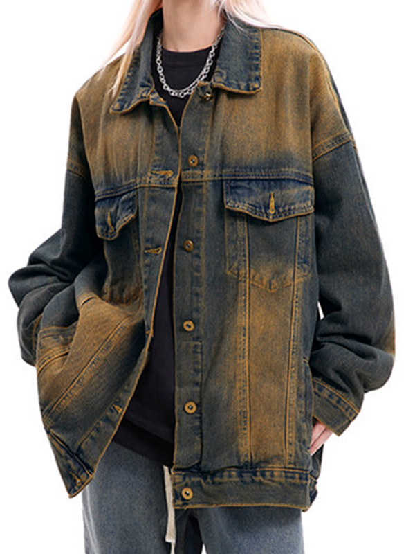 Ombre Washed Loose Denim Jacket-1