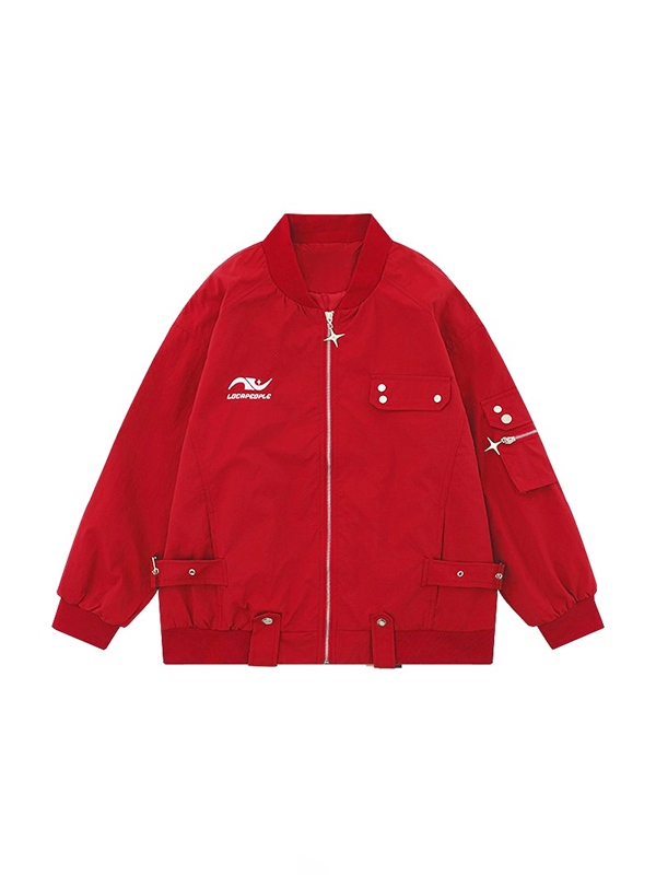 Multi Pocket Snap Button Decor Thin Jacket-4