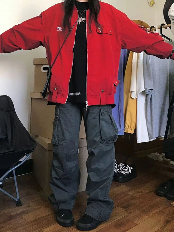 Multi Pocket Snap Button Decor Thin Jacket-3