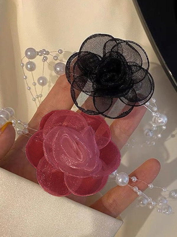 French Romantic Flower Pearl Necklace-1