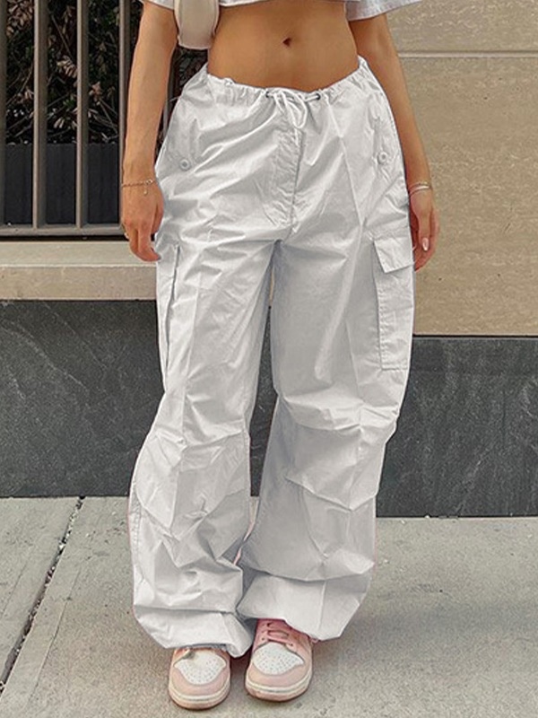 Drawstring Y2K Baggy Cargo Pants-4