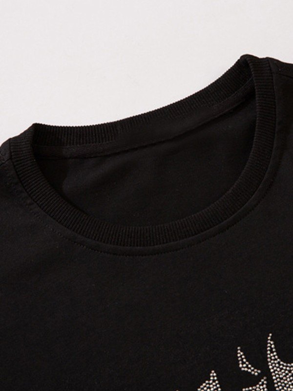 Men's Rhinestone Letter Short Sleeve Tee-2