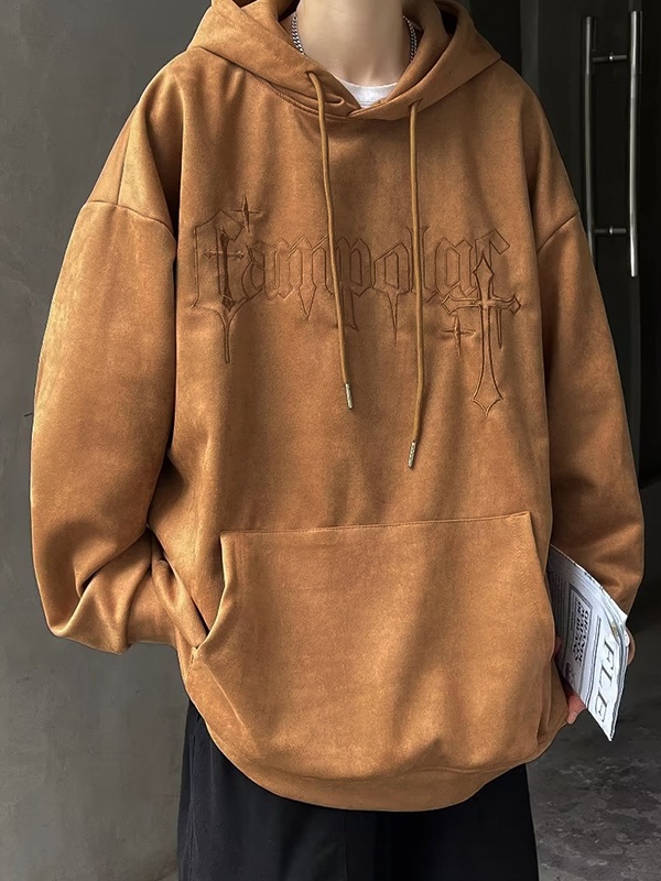 Men's Letter Cross Print Oversized Hoodie-2