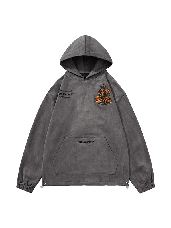 Men's Floral Letter Embroidery Oversized Hoodie-1