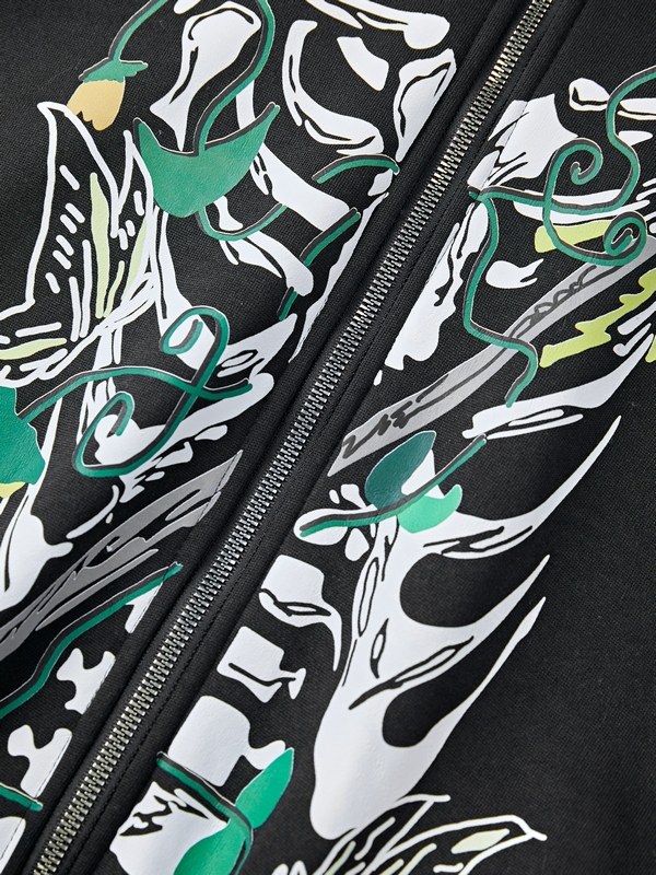 Men's Skull Skeleton Print Oversized Hoodie-5