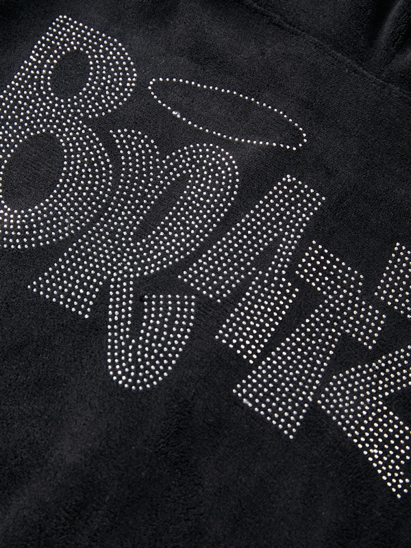 Letter Rhinestone Print Short Hoodie-8