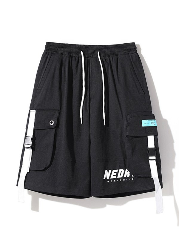 Men's Buckle Pocket Loose Cargo Shorts-3
