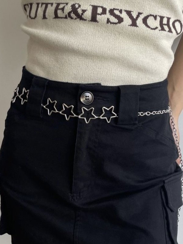 Silver Hollow Out Star Belly Chain-2