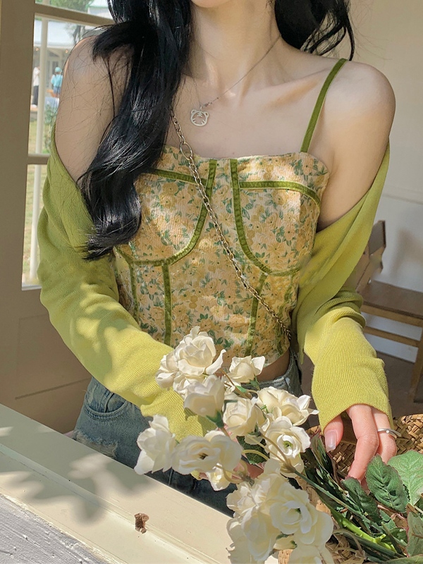 Short Disty Floral Print Corset Top-2