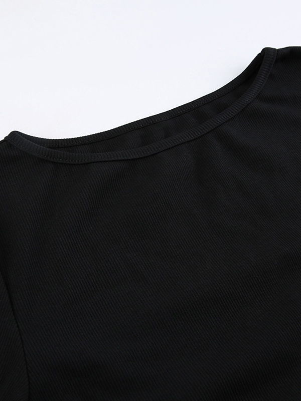 Solid Drawstring Lace Up Long Sleeve Knit-4