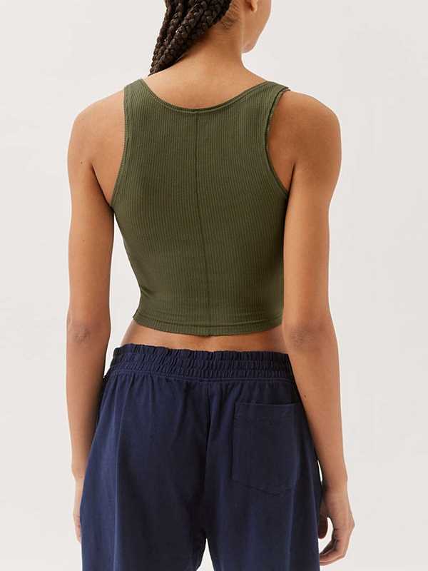 Solid U Neck Slim Tank Top-4